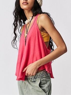 We The Free People Women's Racerback Halter Karri Swing Tank Top Coral New